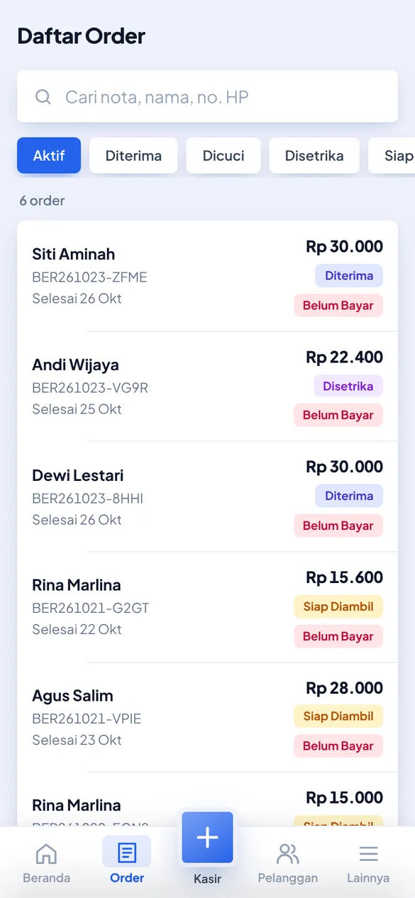 Daftar order